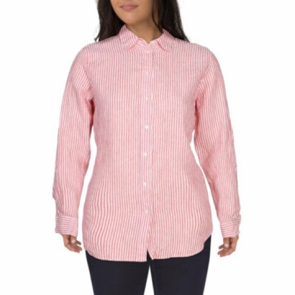 Ralph Lauren Tops - Vintage Lauren Ralph Lauren Red and White Striped Shirt